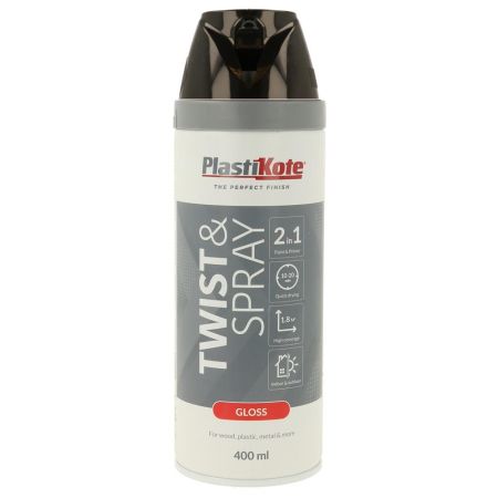 Plastikote Gloss Twist & Spray Black Spray Paint 400ml
