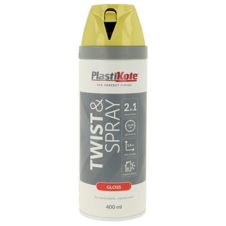 Plastikote Gloss Twist & Spray New Yellow Paint 400ml
