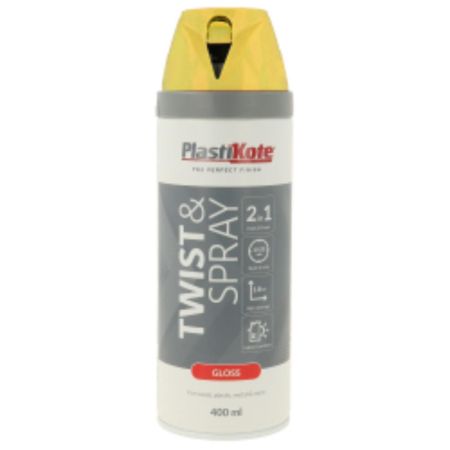 Plastikote Gloss Twist & Spray Yellow Paint 400ml
