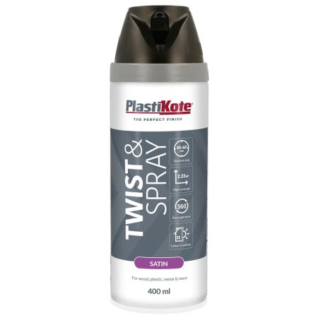 Plastikote Satin Twist & Spray Black Paint 400ml