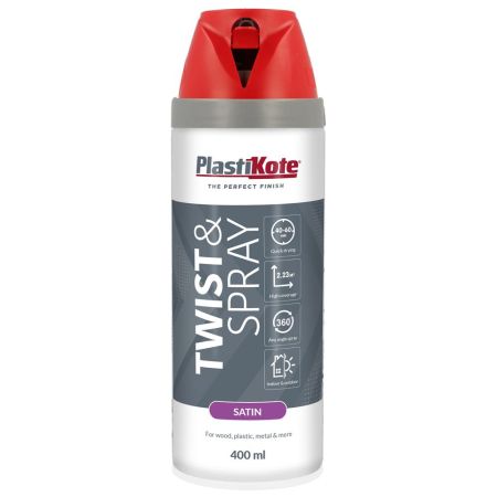 Plastikote Satin Twist & Spray Real Red Paint 400ml