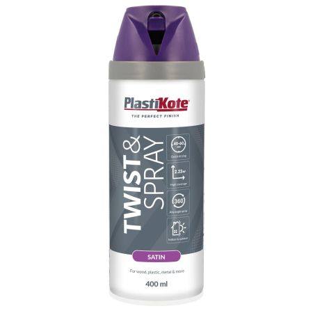 Plastikote Satin Twist & Spray Sumptuous Purple Paint 400ml 
