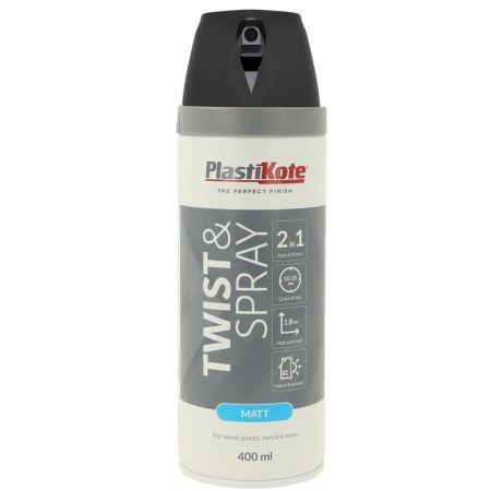 Plastikote Matt Twist & Spray Black Paint 400ml