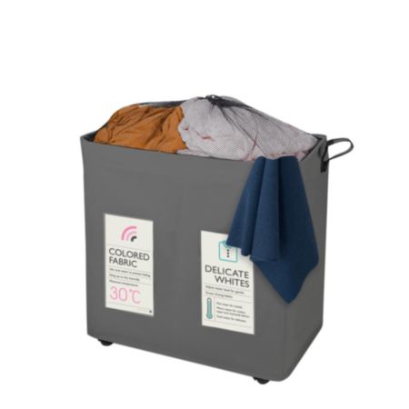 2 Section Laundry Basket - Grey (120L)