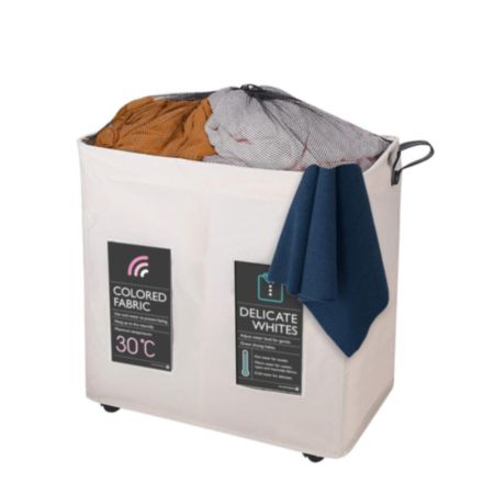 2 Section Laundry Basket - Ivory (120L)