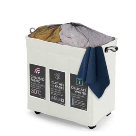 3 Section Laundry Basket - Ivory (120L)