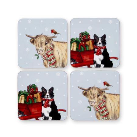 Cooksmart® Christmas on the Farm - Set of 4 Coasters