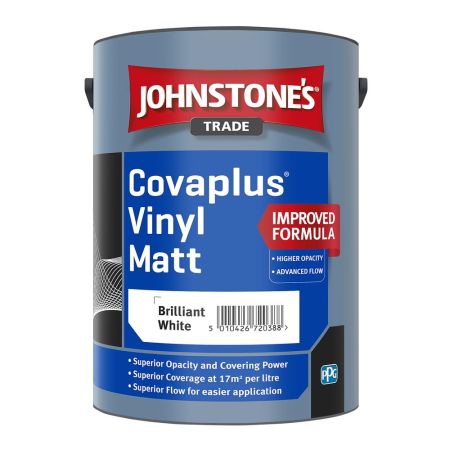 Johnstone's Trade Covaplus Vinyl Matt Paint Brilliant White 5L