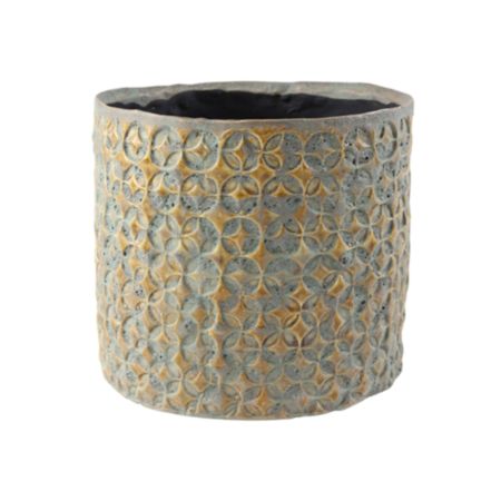 Ivyline Terni Ceramic Mustard Planter - H 11 x D 10.5 x W 10.5cm