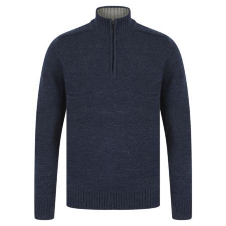 Kensington Eastside Etton Mens Zip Neck Twist Knit Jumper - Assorted