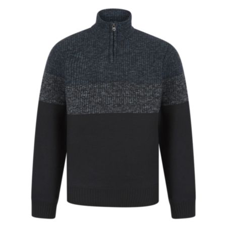 Kensington Eastside Ritchson Mens Zip Neck Bond Fleece - Navy/Charcoal