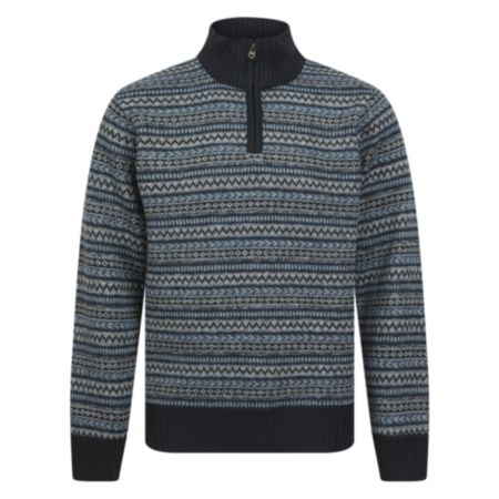 Kensington Eastside Henric Mens Jacquard Zip Jumper - Navy/Brown