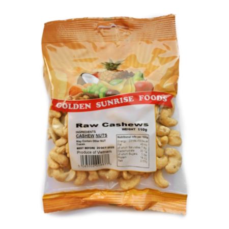 Golden Sunrise Raw Cashews (110g)