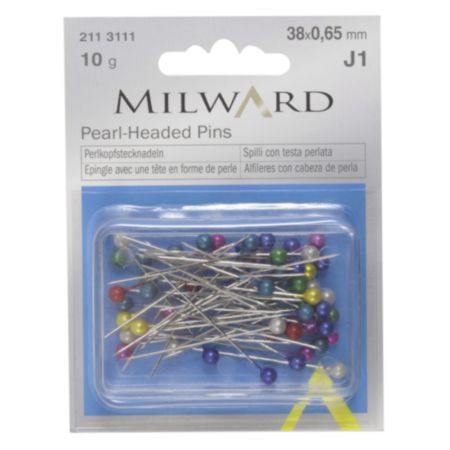 Milward Pearl-Headed Straight Pins | 38 x 0.65mm - Assorted (50 Pieces)