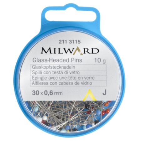 Milward Glass-Headed Straight Pins | 30 x 0.60mm - Assorted (10g)