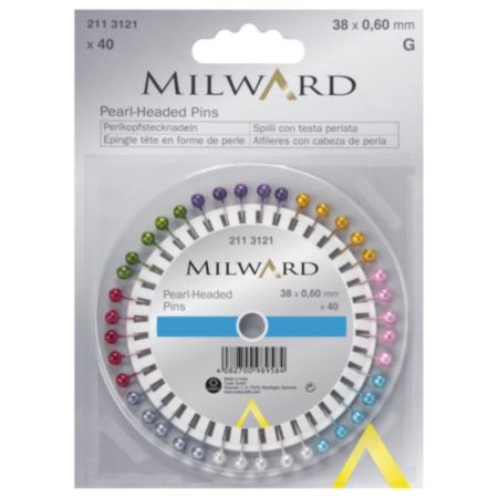 Milward Pearl-Headed Straight Pins | 38 x 0.60mm - Assorted (40 Pieces)