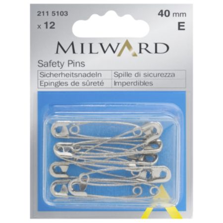 Milward Safety Pins | 40mm - Silver (12 Pieces)