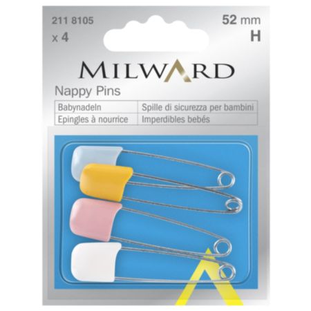 Milward Nappy Pins | (52mm) - Assorted (4 Pieces)