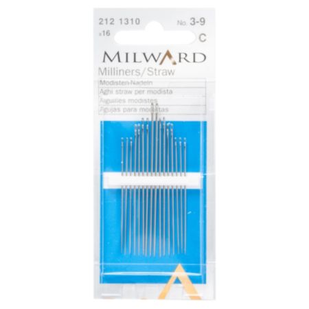 Milward Hand Sewing Needles | Milliners/Straw - No. 3-9 (16 Pieces)