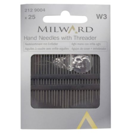 Milward Hand Sewing Needles with Threader (25 Pieces)