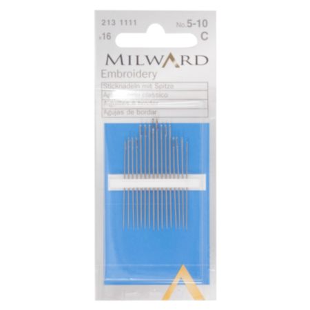 Milward Hand Sewing Embroidery/Crewel Needles - No. 5-10 (16 Pieces)