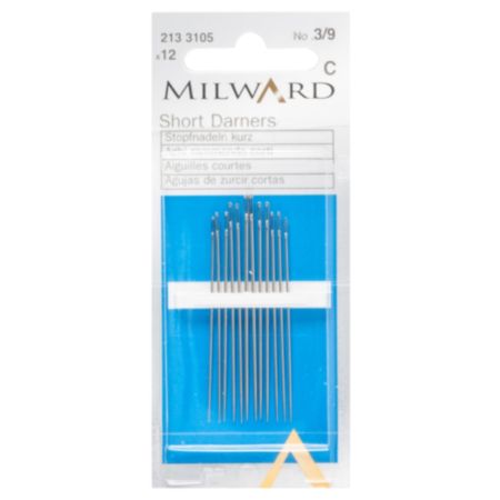 Milward Hand Sewing Needles | Short Darners - No. 3-9 (12 Pieces)