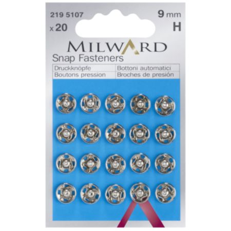 Milward Snap Fasteners | Silver - 9mm (20 Pieces)