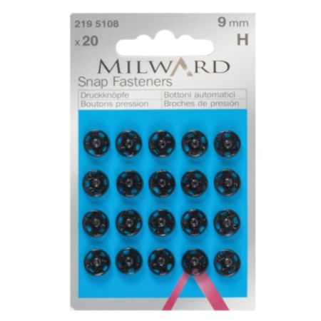 Milward Snap Fasteners |Black - 9mm (20 Pieces)