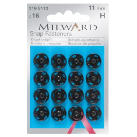 Milward Snap Fasteners | Black - 11mm (16 Pieces)