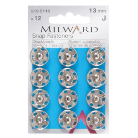 Milward Snap Fasteners | Silver - 13mm (12 Pieces)