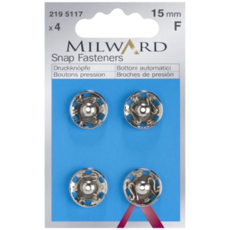 Milward Snap Fasteners | Silver - 15mm (4 Pieces)