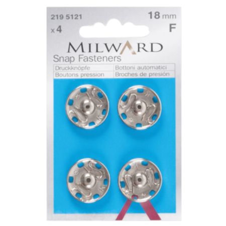 Milward Snap Fasteners | Silver - 18mm (4 Pieces)
