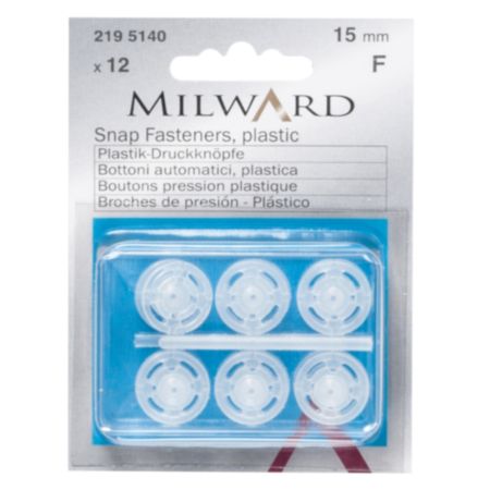 Milward Snap Fasteners | Transparent - 15mm (12 Pieces)