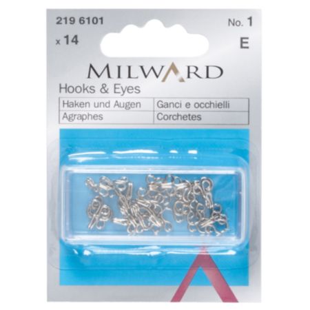 Milward Brass Hooks & Eyes | Silver - No.1 (14 Pieces)