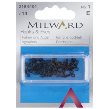 Milward Brass Hooks & Eyes | Black - No.1 (14 Pieces)