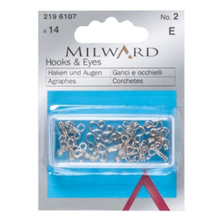 Milward Brass Hooks & Eyes | Silver - No.2 (14 Pieces)