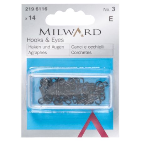Milward Brass Hooks & Eyes | Black - No.3 (14 Pieces)