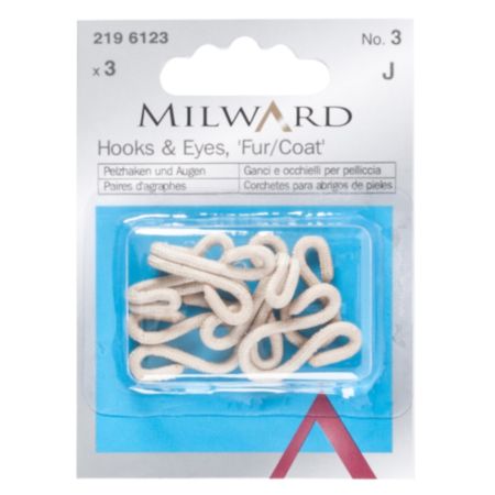 Milward Hooks & Eyes | Fur or Coat - Beige, No.3 (3 Pieces)