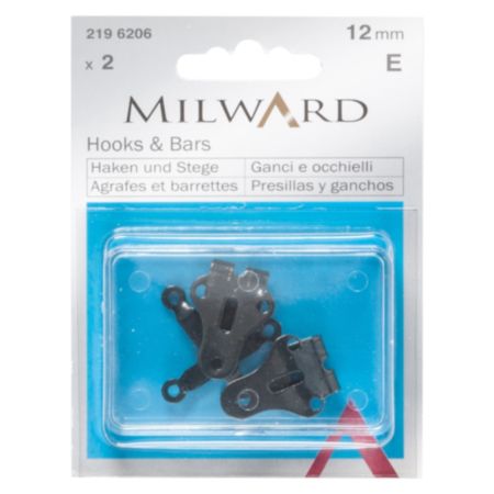 Milward Steel Hooks & Bars | Black - 12mm (2 Pieces)