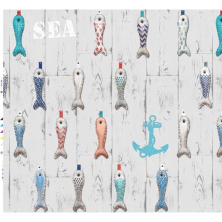 Lambroflax 54" Fabric - Fishes
