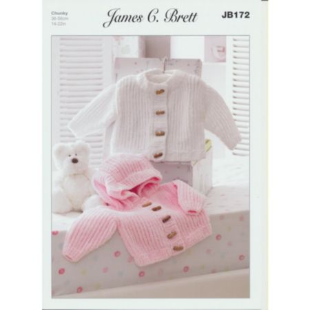 James C Brett | JB172 Baby Cardigans Flutterby Chunky Knit Pattern