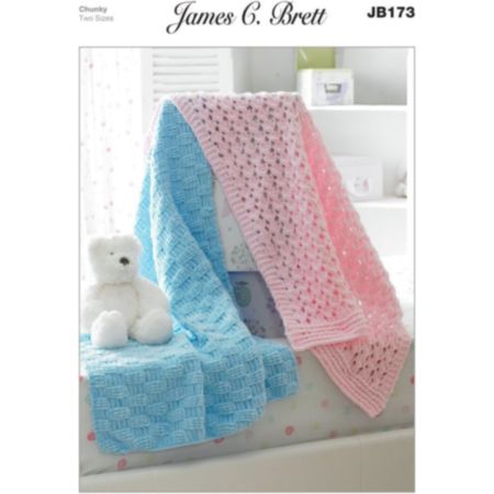 James C Brett | JB173 Baby Blankets Flutterby Chunky Knit Pattern