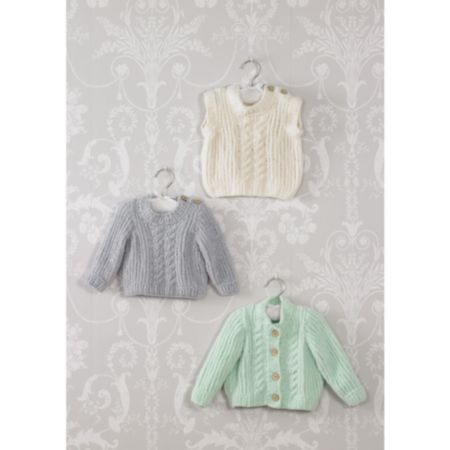 James C Brett | JB527 Baby Jumper, Cardigan & Pullover Flutterby Chunky Knit Pattern
