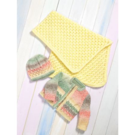 James C Brett | JB802 Baby Cardigan, Hat & Blanket Double Knit Pattern