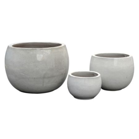 Glazed Bowl Pot - White (D37 x H28)