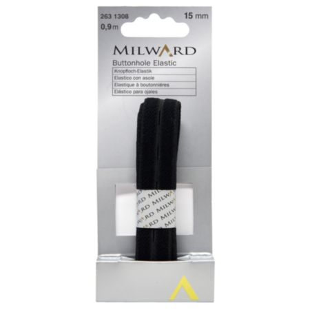 Milward Buttonhole Elastic - 0.9m x 15mm (Black)