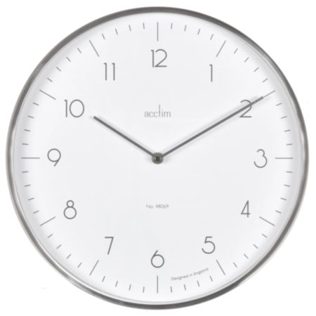Acctim Madison 35cm Metal Wall Clock - Steel/White