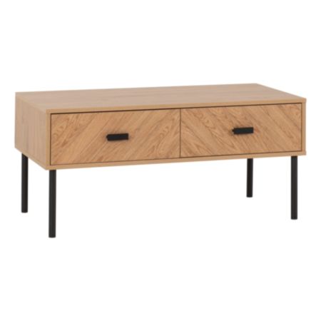 Leon 2 Drawer Coffee Table - Medium Oak Effect