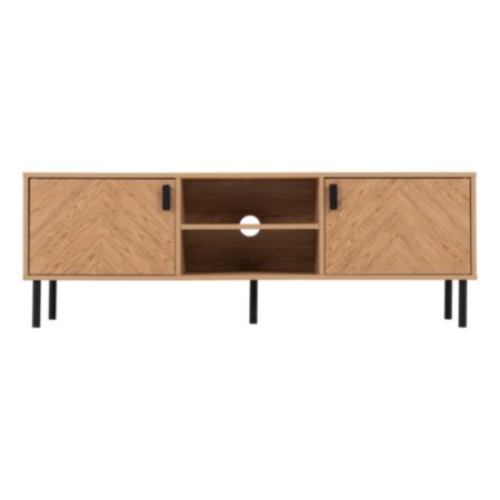 Leon 2 Door TV Unit - Medium Oak Effect