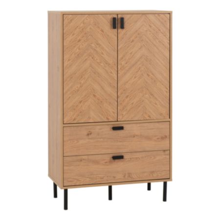 Leon 2 Door 2 Drawer Cabinet - Medium Oak Effect